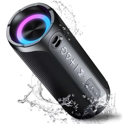 30W Portable Bluetooth Speaker, IPX7 Waterproof, 30H Playtime, Colorful Lights