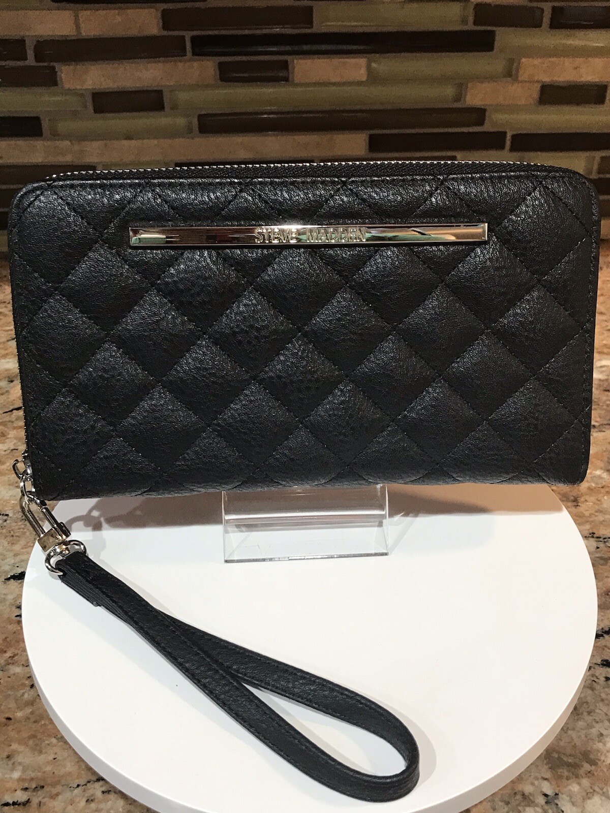Steve Madden Quilted Wristlet Organizer Wallet with Strap