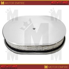 Chrome Aluminum 12 Oval Air Cleaner Smooth Fit 5-18 Carburetor Neck