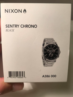 チェスト NIXON Sentry Chono Wristwatch A386-000 Analog Black Silver w/Box