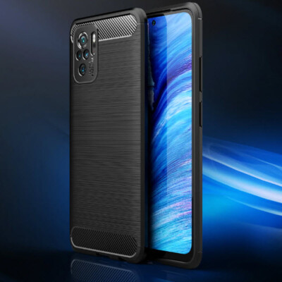 Carbon Silikon Handy Hülle XIAOMI Redmi Note 10 Note 10S Outdoor Case Etui Cover