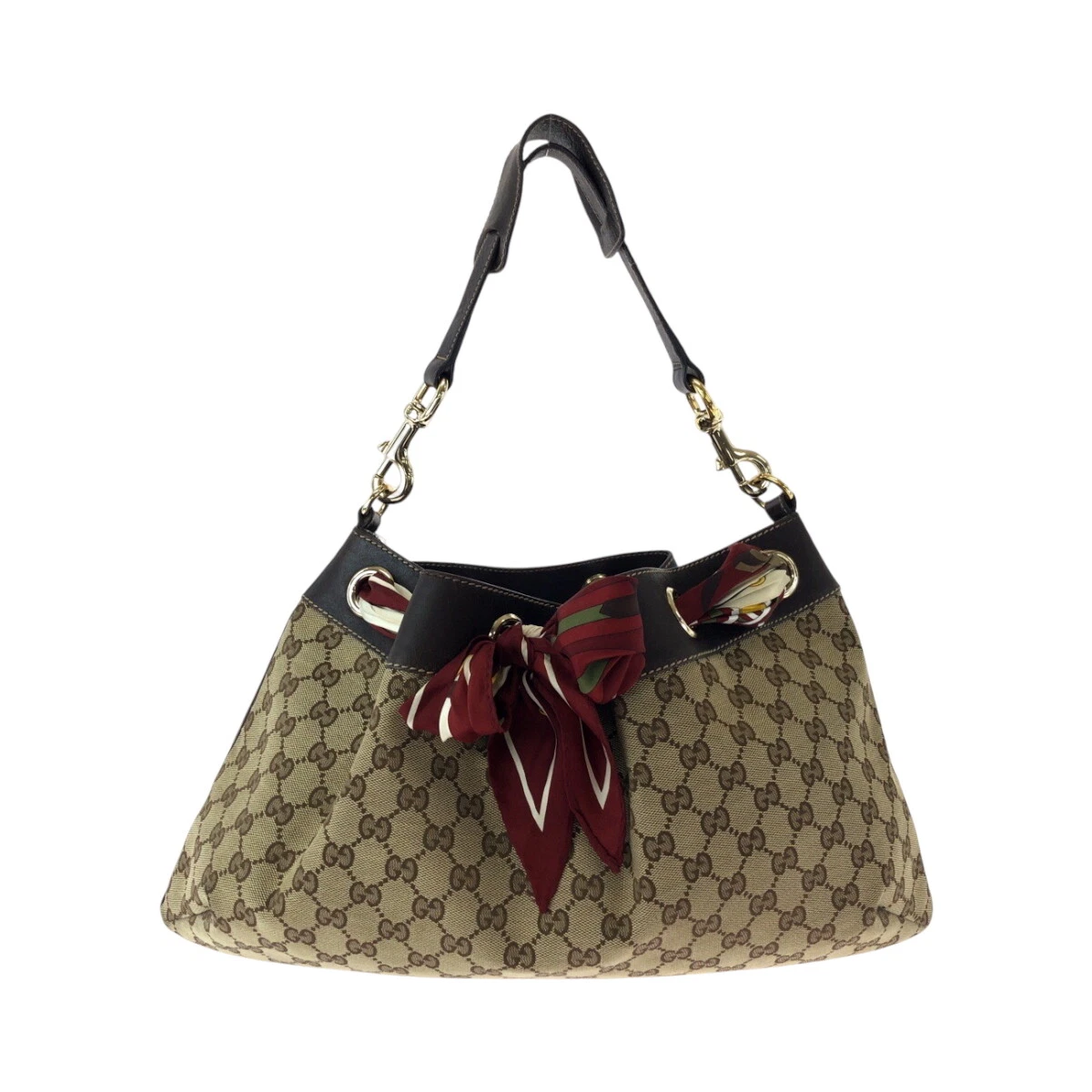 GUCCI Positano écharpe 162788 un sac à bandoulière beige marron GG toile GG