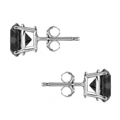 2,5 kt runde Laborgefertigte schwarze Diamant-Ohrstecker Ohrstecker massiv 18 K Weißgold Druck