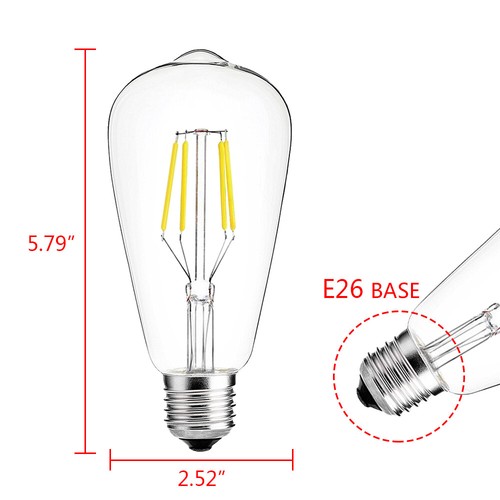 E26 110V Vintage Retro LED Edison Bulb COB Filament Dimmable 4W 6W 8W Lamp Light - Picture 5 of 28