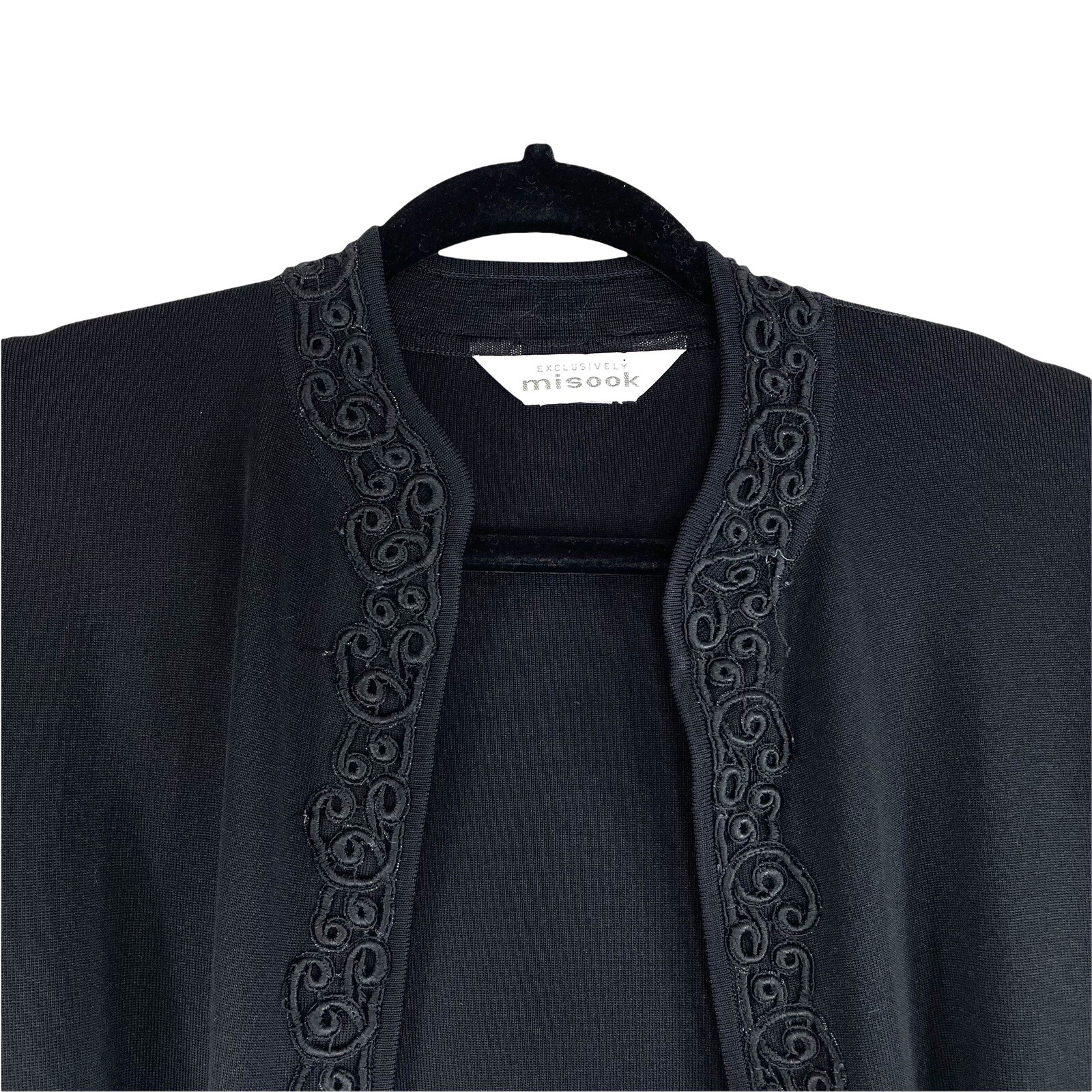 Misook Open Front Solid Black Lace Embellished Ca… - image 3