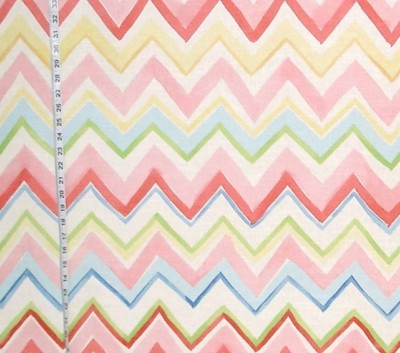 Pink blue yellow chevron fabric zig zag striped home decorating material BTY