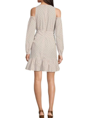 michael kors metallic dot dress Metallic Dot Georgette Ruffled Wrap Dress