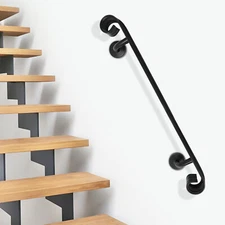 Stair Handrail Staircase Handrail 3 FT Metal + Wall Mount Indoor Hand Rail 0.9m