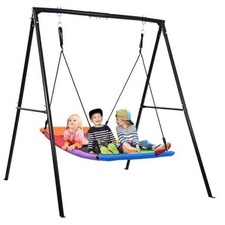 Swing Sets for Backyard, 440lbs Heavy 440LBS  6FT Black Frame  Rainbow Swing