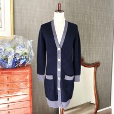Beautiful item CHANEL Cashmere Crown Button Cardigan Coat Knit