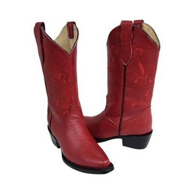 Women's Western Cowgirl White Pointy Toe Boots Genuine Leather