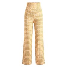 NEW CIDER Women's Size S Geometric Print Wide Leg Pants Mustard Yellow Retro