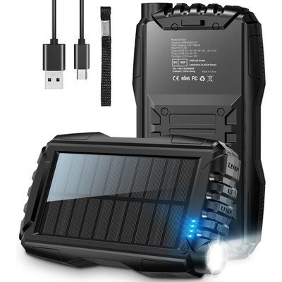 Solar Powerbank Tragbares Ladegerät, 42800mAh Riesige Kapazität Externer Akku Pack