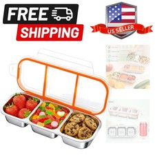 Bento Lunch Box Stainless Steel Snack Containers, Reusable Stainless Steel 3-...