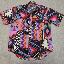 Vtg 90s WRANGLER Western Shirt Aztec COLORFUL Button Up Men's 16-16.5 XL MINT