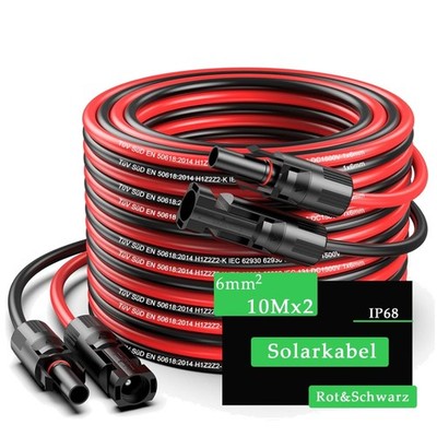 Solarkabel 4mm²/6mm²,Solarkabel Verlängerung 2/3/5/10/15M,Tool-Free...