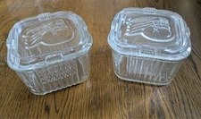 Federal Glass Refrigerator Dishes with lids, Vintage 1950's