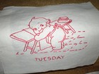 7 Hand Embroidered Kewpie Doll Red Work 91/2"x 10" Square Quilt Craft Blocks — photo 4