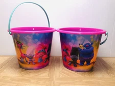 2 - Plastic Easter Party Candy Bucket Basket Trolls World Tour 10" x 9" Jumbo