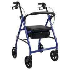 Lightweight Folding Aluminium Rollator Walker With Seat Walking Aid Brakes HMC