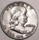1954-D Franklin Half Dollar - 90% Silver - Circulated - #0294EB