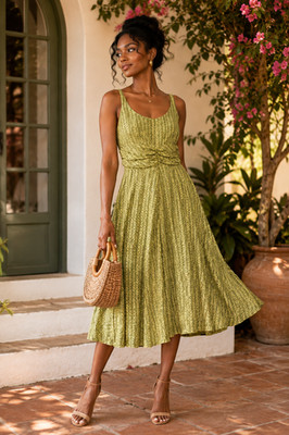 Fiori di Zucca 100% Silk Luxury Print Fit & Flare Midi Dress 8 Garden Tea Party