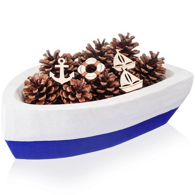 10 Inch Sailboat Wooden Decorative Dough Bowl, Coastal Hand Crafted Wooden Ca...