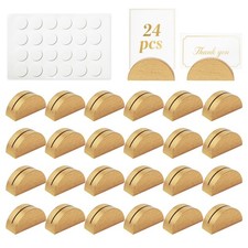 24-Pack Gold Wooden Table Number Stands, Table Name Holders Include Double-Si...