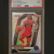 2024-25 Panini Prizm Jonathan Mogbo #260 Mojo Prizm PSA 9 Raptors Rookie /25