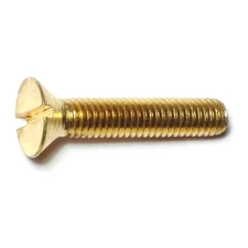 MIDWEST FASTENER 61434 #10-32 x 1 in Slotted Flat Machine Screw, Plain Brass,
