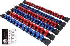 SWANLAKE Organizer Socket Holder, 6PCS 1/4-Inch x 32 Clips, 6PCS, Red; Blue 