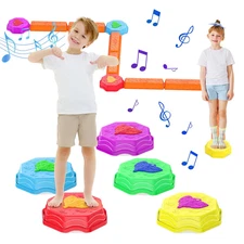 Light-Up Music Jumping Stones - 13-Piece Non-Slip Balance Beams for Kids