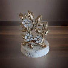 Bath Body Works Gold Branch White Glitter Flowers Marble Foaming Soap Holder NWT
