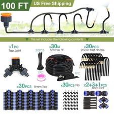 100FT Garden Drip Irrigation Kit 360 Automatic Plant Atomizing Watering System