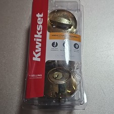 Kwikset 660 85325 Polished Brass Single Cylinder Deadbolt Door Lock