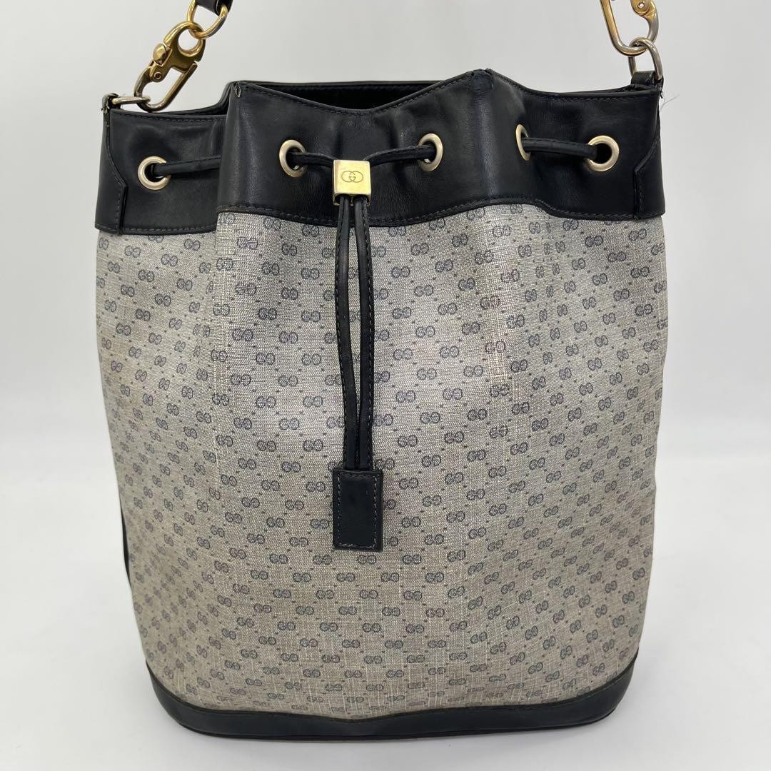 Gucci Micro GG Interlocking PVC Navy Gold Shoulder Crossbody Bag Authentic