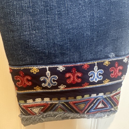 John Mark Embroidered Denim Pants Jeans Size 16 Raw Hem - Picture 13 of 20