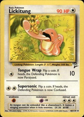 Pokemon Lickitung Base Set 2 048/130 Light Play LP+ or Better