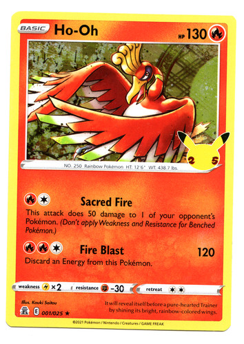 Pokemon Celebrations Holo HO-OH 1/25 NM / Near Mint Never Played