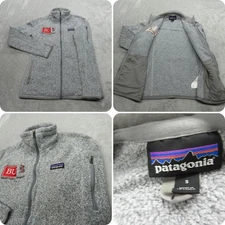 Patagonia Jacket Women Small Gray Pockets Better Sweater Fleece Full Zip BU Logo