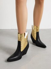 Stivaletti donna eleganti metallo moda western casual a punta a pompa festa