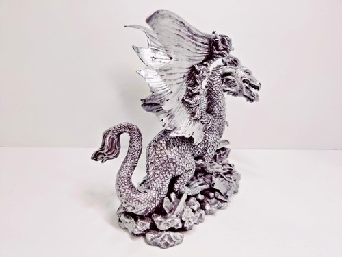Mythical Legends 7" Tall Silver 2 Headed Dragon! Treasure Protector Theme! NEW! - Picture 5 of 8