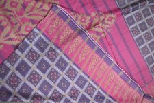 FNC Vintage Pochampally Hand Woven Purple Floral Sarees Art Silk Sari Fabric