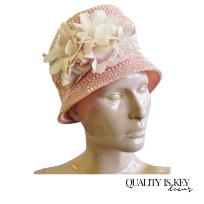 Shellie McDowell Pink Lace Iridescent Pearl Rhinestones Church