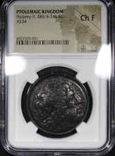 Ptolemaic Kingdom Ptolemy II 285/4-246 BC AE34 NGC CH F