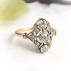 Art Deco Style Round Cut Lab Created Diamond Engagement 14K Yellow Gold FN Ring