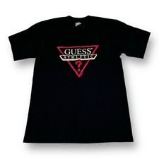 Vintage 1984 GUESS Activewear Black Graphic T-Shirt - Made in USA, Size Small