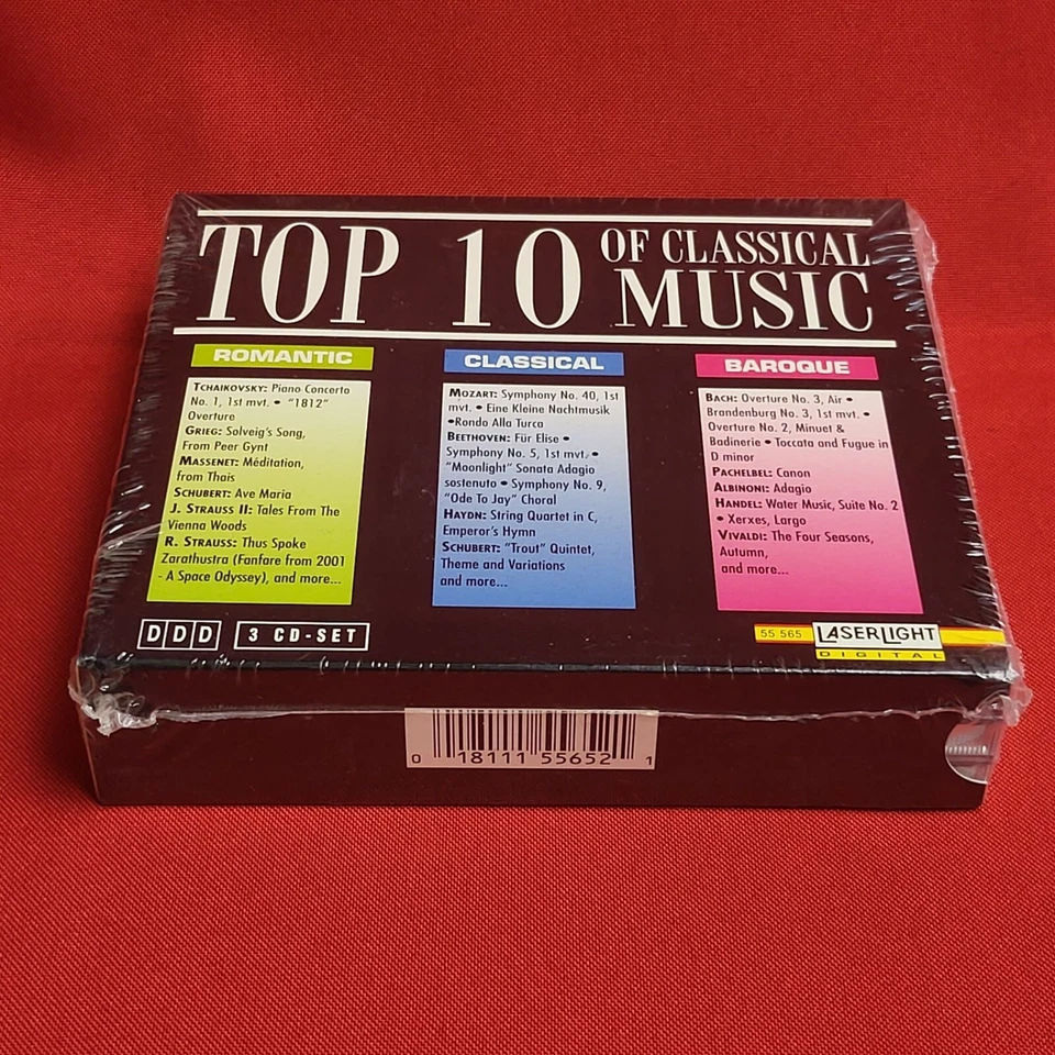 Топ 10 классической музыки романтический классический барокко 3 CD набор 1995 новый запечатанный - Изображение 4 из 4