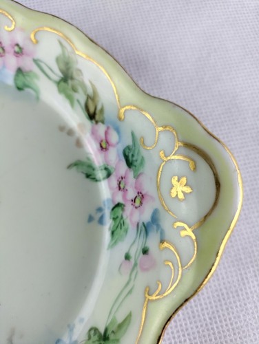 Vintage OPCO Syracuse China Romantic Pink Flowers Gold Gilded Dish Plate Handles - Picture 7 of 8