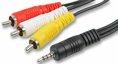 5m Composite Video Cable 4 Pole 3.5mm Male Sraight to 3x RCA Phono Male - Afbeelding 1 van 2